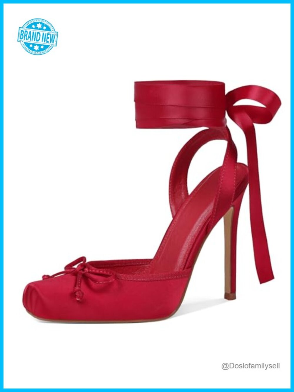 Satin Strappy Bow Lace Up Closed Toe Ballet Heels